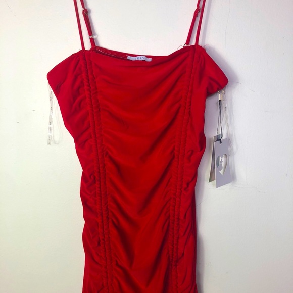 IRIS LA Red Spandex dress, Spaghetti straps, SIZE: LARGE - Picture 2 of 8